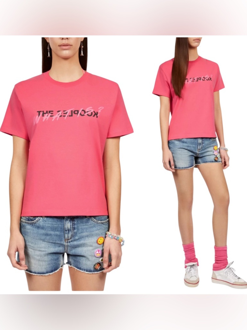 The Kooples Cotton Logo Graphic Short Sleeve Pink Tee Top NWT $130